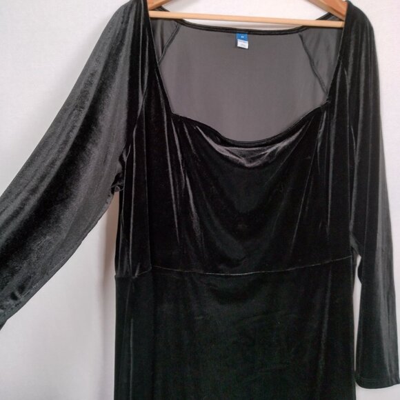 Old Navy Dress Plus Size 4X Flare Mini Black Jack Stretch Velour Long Sleeve New - Picture 5 of 16